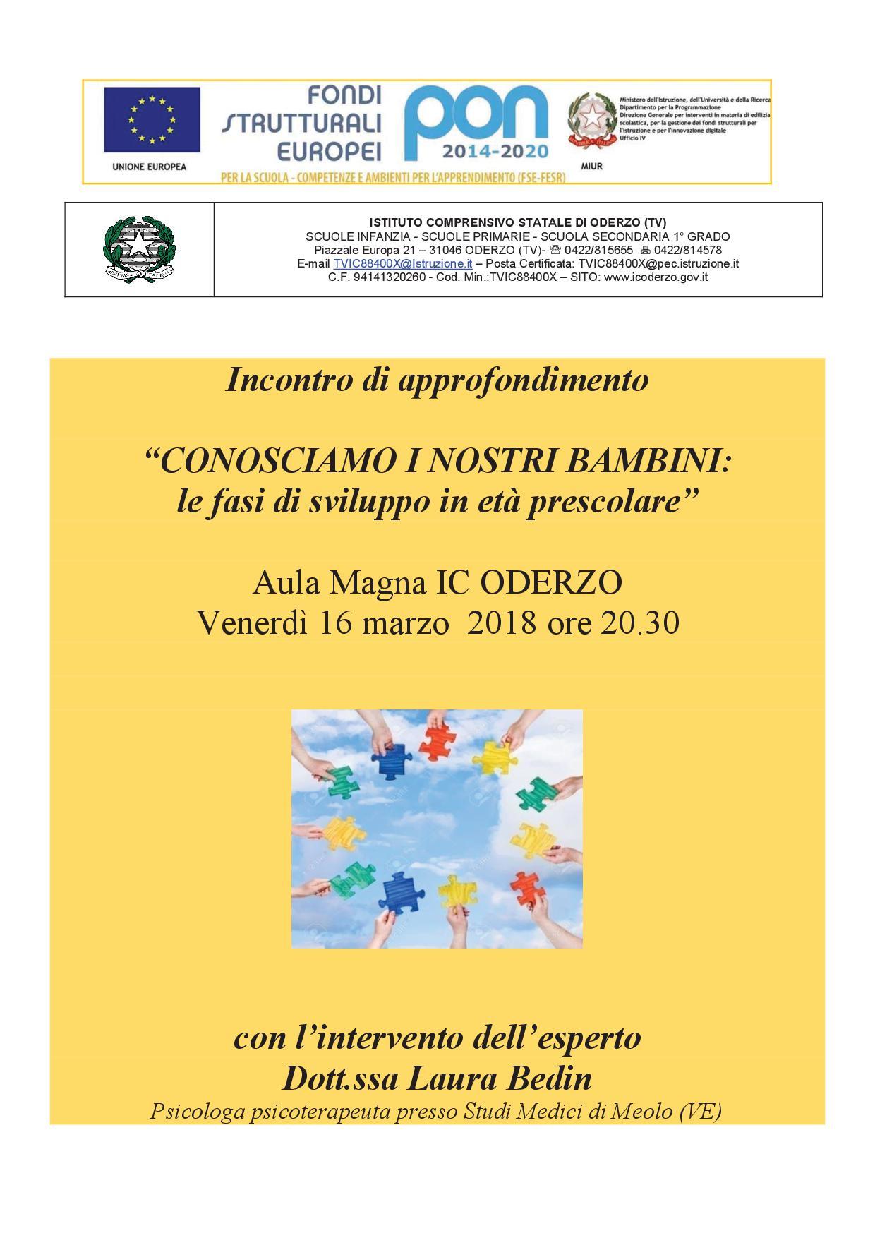 Avviso incontro Dott.ssa Bedin 16 marzo 2018